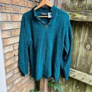 Vintage Deep Teal Sag Harbor Women's Teal 1/4 Zip Sweater